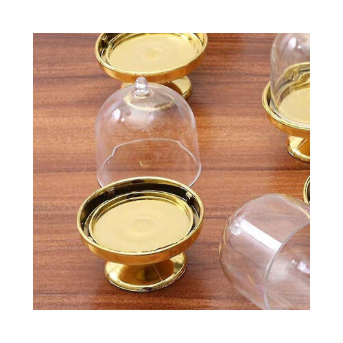 Présentoir à mini-gâteaux doré - Moule à mini-gâteaux avec support et couvercle en forme de dôme, présentoir 1