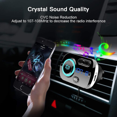 FM-zender Bluetooth 5.0, Bluetooth autoradiozender handsfree carkit QC3.0 USB-autolader, 1