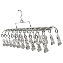 20-Clip Space-Saving Pants Hanger, PVC & Stainless Steel, Multi-Use Closet Organizer for Jeans, Skirts, Trousers Gray