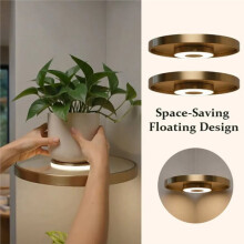 Wall Mount Floating Display Rack with LED Lighting - Rechargeable Support Decor Shelf for Small Decorations and Greenery
