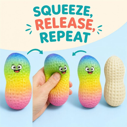3 PCS Crunchy Peanut Squishy, Random Colour for  Face Squishy Peanut Durable Material Stress Relief Tools