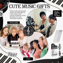Music Pencils Music Note Pencil with Music Themed Erasers Wood Pencils Bulk Keyboard Fun Pencils Erasers Gift (192 Pcs)