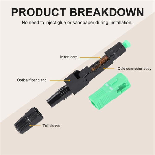 20Pcs Sc/Apc Fiber Optic Connector Embedded Single Mode Component Fiber Optic Quick Connector-Black + Green 2