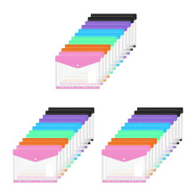 36 Packs Binder Pocket 11 Holes Expandable Binder Folders for 2/3/4 Ring Binder Plastic Envelope File Document Pouch