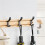 2X Coat Rack Wall Mount Coat Hooks - Wooden Black Coat Rack with 4 Hooks Wall Hooks 4