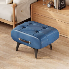 (Blue, 37x30x26cm) Entryway Footrest Shoe Changing Stool With Support Frame For Decor Home