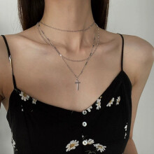 (Titanium) Pearl Handmade Alloy Cross Necklace With Design For Casual Use And Travel