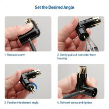 8PCS Audio Adapter Plug Adjustable Male to Female Right Angle XLR Adapter 3Pin Black (XLR 90 Degree Adapter)