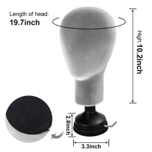 4X Flocking Foam Mannequin Model Photography Props Adult Mannequin Mold Wigs Glasses Hat Display Holder Gray