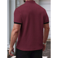 Freizeitliches Herren-Polohemd, Gestrickt, Strukturiert, Kurzarm, für , Sommer, Strand, Kragenhemd Weinrot XL