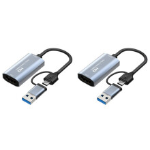 2X 4K -Compatible to Type-C+USB Video Capture Card 1080P USB Computer Game Live Audio Video Capture Card 4K