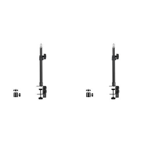 2X C Tripod Clamp Desk Mount Light Stand with 1/4In   Table Fixture Adjustable Camera Tabletop Bracket Stand