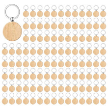 250 Pieces Blank Wooden Key Tag Key Engraving Blanks Unfinished Wood Keychain Key Ring Key Tags for DIY Crafts,Round