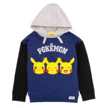 (11-12 Years, Blue) Pokemon Boys Pikachu Face Drawstring Hoodie