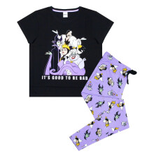 (L, Black/Lilac) Disney Womens/Ladies Its Good To Be Bad Villains Pyjama Set