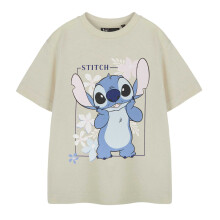 (7-8 Years, Oatmeal) Lilo & Stitch Girls Stitch Short-Sleeved T-Shirt