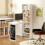 Wall Mounted Computer Desk, Folding Study Table with Black Board and Bookshelf, Multifunctional Floating Writing Desk for Home Office, White 7