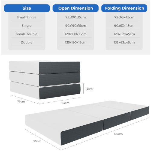 Vesgantti (2FT6 Small Single, 15cm) Folding Mattress 2
