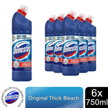 Domestos Unstoppable Unbeatable Strength Original Thick Bleach 750ml, 6 Pack