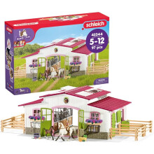 Schleich Horse Club - 97PC Riding Center Horse Toy Playset with Rider, 2 Horses, Barn and Farm Figurine Accessories for Girls and Boys-Ages 5+ |42344