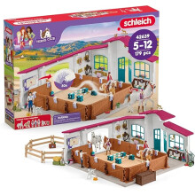 Schleich Horse Club -179PC Peppertree Riding Arena Horse Playset with Real Dressage Cards-With Stable Set, 2 Horses, 3 Rider Figurines, Ages 5+ |42639