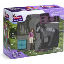 Schleich Horse Club - 15PC Tournament Training Set with Poseable Lisa Figurine, 2 Horse Figures and Riding Accessories for Kids- Ages 5+ | 42776