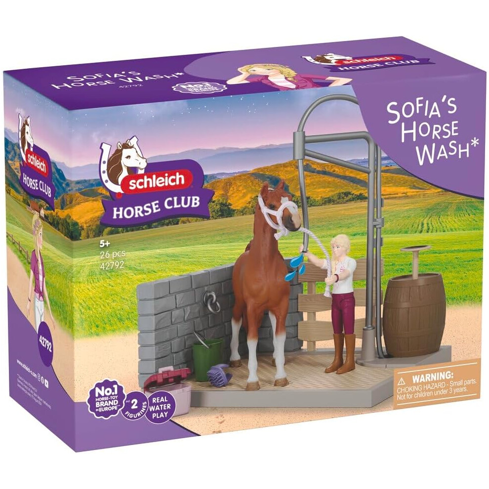 Schleich Horse Club - 26Pc Sofia's Horse Wash Playset - Kids 5+ | 42792