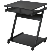 Movable Computer Desk with 4 Moving Wheels Sliding Keyboard Tray Home Office Workstation Black