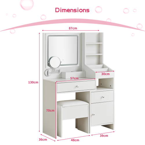 AINPECCA Dressing Table with LED Lights Mirror Vanity 1