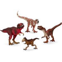Schleich Dinosaurs - 4 PC Red Dinosaur Playset - with T Rex Figure, Allosaurus, Intrepidus and Majungasaurus - Jurassic Era Realistic 3+ | 77726