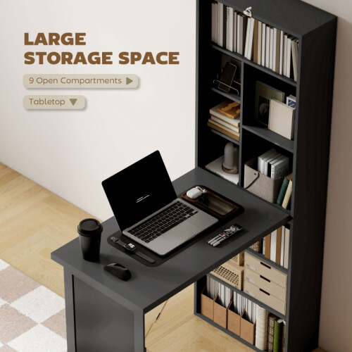 Three-Part Work Desk, with Storage and Chalkboard - Black 2