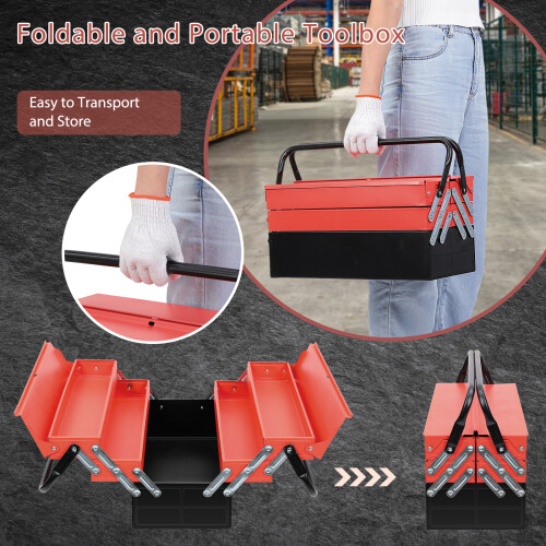 Multi-Function Metal 5 Tray Tool Box Cantilever Folding Storage Box 2