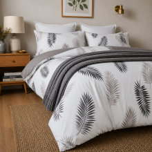(Leaf, Double) Reversible Duvet Quilt Cover Bedding Set With Pillow Cases Single Double King
