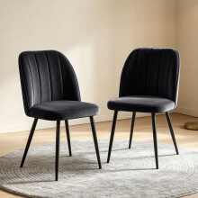 (BLACK, 2pcs) 2/4/6pcs Velvet Dining Chairs Sturdy Metal Legs