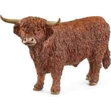 Schleich Farm World Realistic Highland Bull Cow Animal Figurine - Highly Detailed and Durable Farm Animal Toy, Gift for Kids Ages 3+
