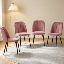 (ROSE, 4pcs) 2/4/6pcs Velvet Dining Chairs Sturdy Metal Legs