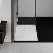 HOROW White Acrylic Shower Tray 900x800mm R10 Anti-Slip Low Profile