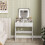 Storage Dressing Table, with LED Light Mirror - White 6
