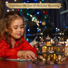 Wooden DIY Dollhouse Kit with LED Lights & Furniture, Miniature Castle House Model Building Set, 3D Puzzle Craft Kit for Adults Teens
