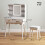Elegant Dressing Table, with LED Mirror - White 2