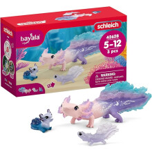 Schleich Bayala - 3PC Colorful Axolotl Figurine Toy Set - Mermaid Mythical Creature - Cute Undersea Fairy Salamander Figures - Kids Ages 5+ | 42628