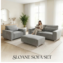 (2 Seater, Silver Velvet) SLOANE SOFA SET 3+2 PLUSH VELVET SUITE SETTEE COUCH 1,2,3 SEATER CORNER LOVESEAT LONGUE