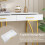 Console table, hallway table with 2 drawers, light luxury style side table, sofa table, 110x32x85 cm, white/gold 2