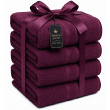 (Plum) 4 X Extra Large Bath Towel Jumbo Bath Sheet 100% Egyptian Cotton Soft XXL Bath Sheet Towels