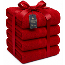 (Red) 4 X Extra Large Bath Towel Jumbo Bath Sheet 100% Egyptian Cotton Soft XXL Bath Sheet Towels