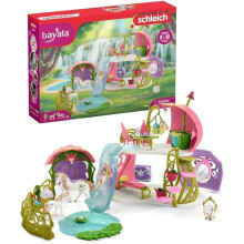 Schleich Bayala - 71 PC Glittering Flower House Playset with Fairy Figure, 2 Cute Unicorn Toys and Fairy Dollhouse - Ages 5+ | 42445
