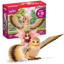 schleich Bayala - 2PC Fairy in Flight with Glam-Owl Figurine - Fairy Toy and Magic Bird with Movable Wings - Mythical Fantasy Toy Set-Kids 5+ | 70789