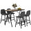 5 Piece Bar Table and Chair Set Linen Upholstery Grey 2