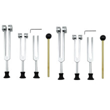 8 Pack Tuning Fork Set(128Hz, 256Hz, 512Hz)with Tuning Fork Hammer for Sound Sound Vibration Tool with Base,Silver