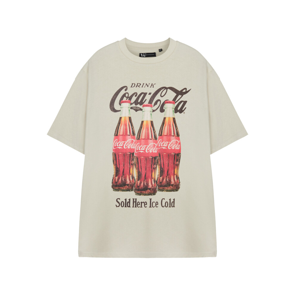 Coca Cola (Small) Short Sleeved T-Shirt (Unisex Beige)